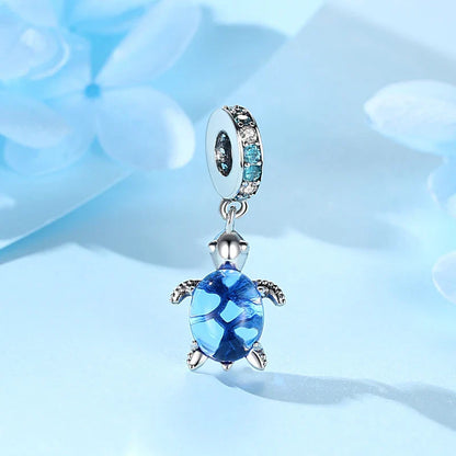 Original 925 Sterling Silver Charms Love Heart Turtle Murano Glass Pendant Beads Fit Pan Bracelet Necklace Jewelry For Women