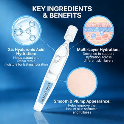 LISRAPTOR® Hyaluronic Acid Serum 3% with Multi-Layer Hydration, Single-Use Vials 30PCS